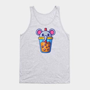 Cute Elephant Boba Milk Tea Cartoon Tank Top